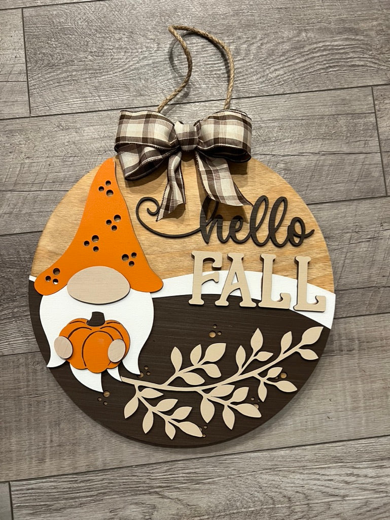 Hello Fall Gnome pumpkin