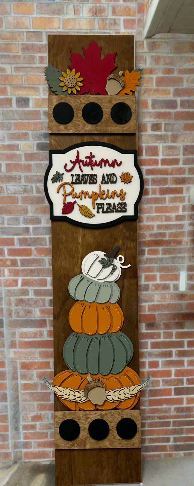 Autumn Leaves and Pumpkins Please Porch Leaner Insert