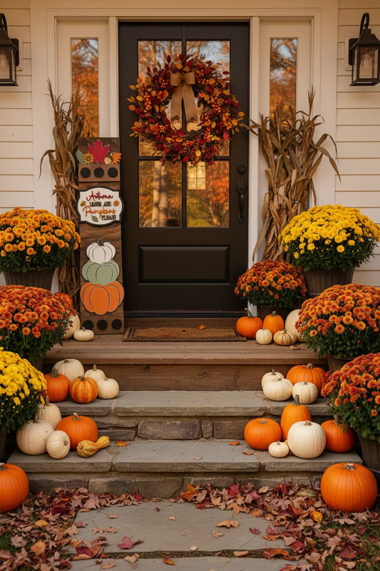 Autumn Leaves and Pumpkins Please Porch Leaner Insert