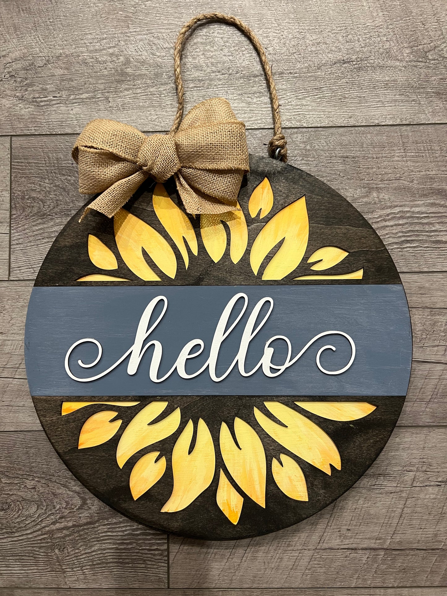 Hello Sunflower Door Hanger