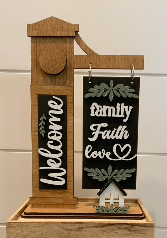 Faith,Family, and Love Interchangeable Post Sign