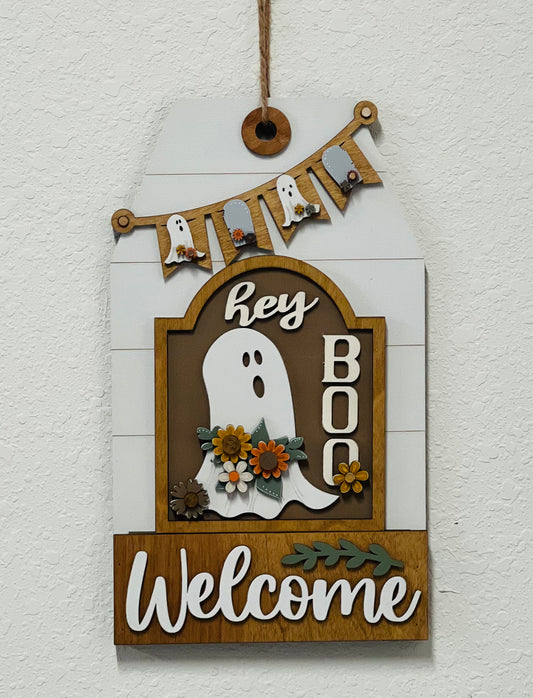 Door/Wall Sign Interchangeable Insert - HEY! BOO! Ghost