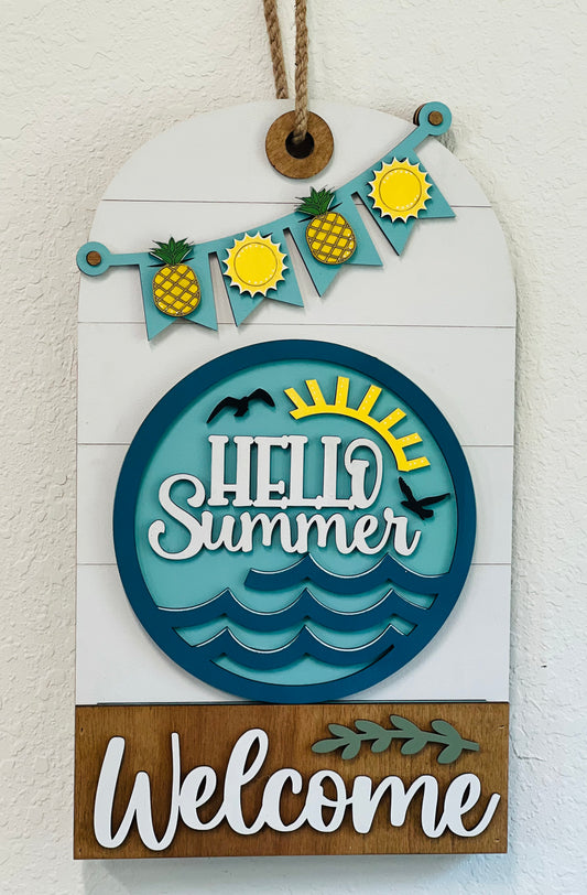 Door/Wall Sign Interchangeable Insert - Hello Summer Round