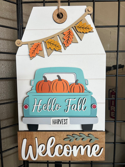 Door/Wall Sign Interchangeable Insert - Hello Fall Harvest Truck