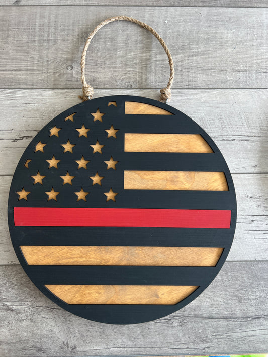 Firefighter Round Flag